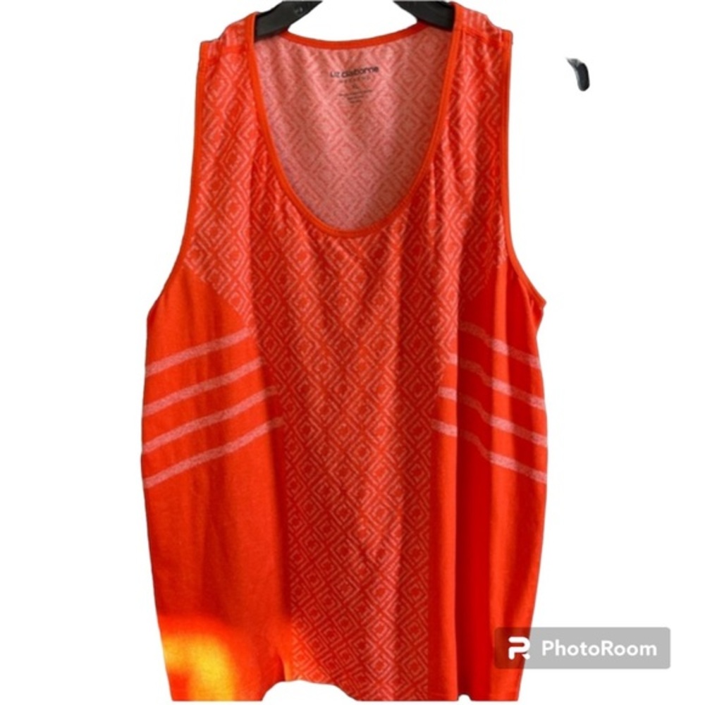 LIZ CLAIBORNE Orange Patterned Weekend Performance Tank‎ Top Size XL
